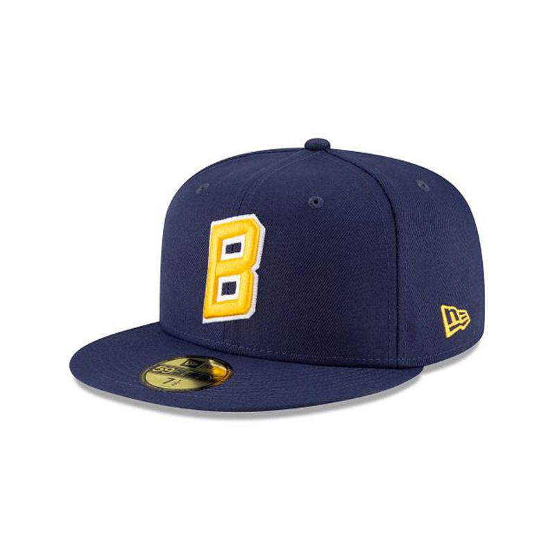 MLB Milwaukee Brewers Ligature 59Fifty Fitted (FLO3477) - Blue New Era Caps